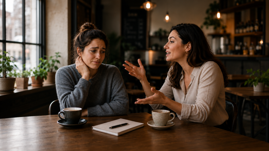 Zwei Frauen diskutieren